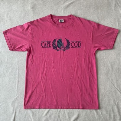 Vintage Lee Cape Cod Grafik T-Shirt Rosa Herren Große 42'' Brustumfang Hergestellt in den USA 80er