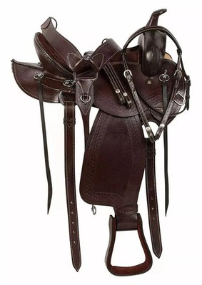 Hand Tooled Premium Leather Western Endurance Saddle With Complete Tack Set