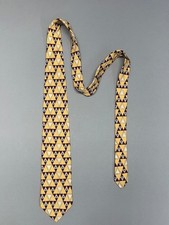 Brooks Brothers Men's Tie 100% Silk Yellow Made In USA Necktie Yellow Triangle