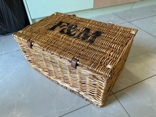Fortnum & Mason F & M Wicker Hamper Basket Picnic Storage  50cm x 34cm x 25cm