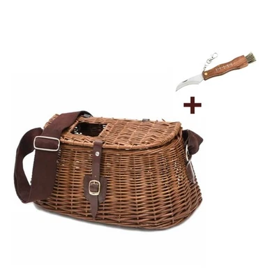 BEHR Weidenkorb mit Pilzmesser Pilz Pilze sammeln Pilz Korb Sammelkorb Pilzbürste