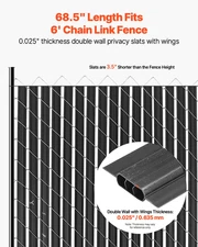 Chain Link Fence Privacy Slats Double-Wall with Wings for 6' High Fence Black