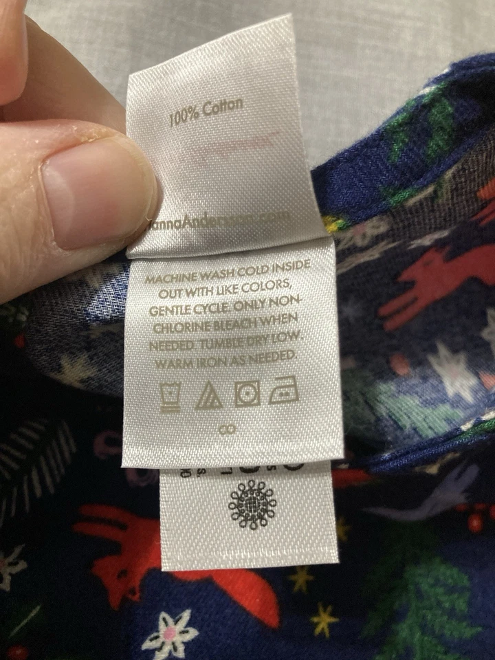 Vestido de Navidad Hanna Anderson Talla 8 Azul Algodón Vacaciones Poinsettias Reno 130 Foto 4 de 4