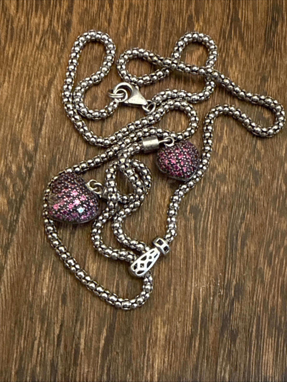 Double Heart Necklace Lab Created Ruby Diamond Ta… - image 18