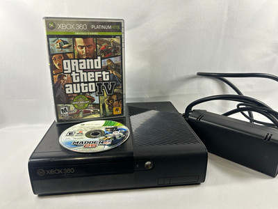 Microsoft Xbox 360 E Console 500GB Model 1538 Black Power Cord GTA IV WORKING 