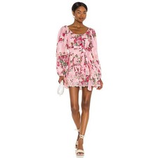 LoveShackFancy Ambrosia Pink Dress 6 Printed Broderie Anglaise Mini Dress