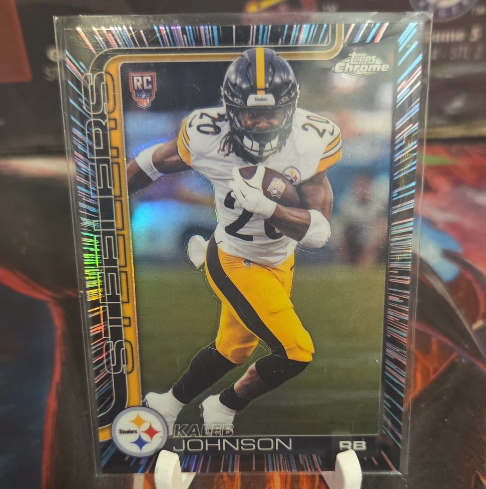 topps Chrome neon pulse refractor Rookie Kaleb Johnson Steelers 2025