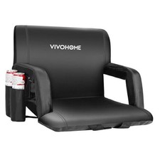 Wide Padded Stadium Seats with Back Support and Cushion, Wide - 24.5" Black