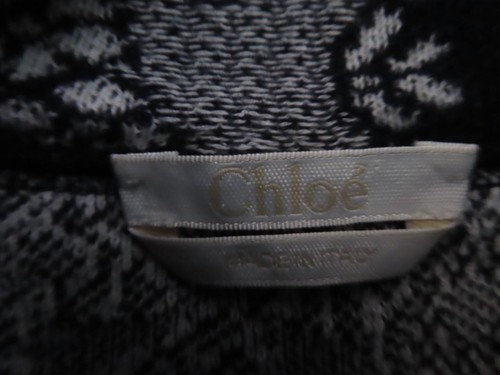 Maglione CHLOE blu e bianco maglia floreale finto collo mezza zip vestibilità rilassata S - Foto 2 di 13