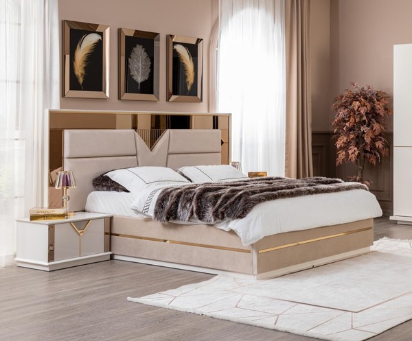 Nachttisch Schlafzimmer Luxus MöBel Holz Beige Stil Modern Nachttische-image