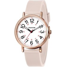 Hourstar Women's Analog Nurse Watch with Second Hand for Nursing, 12/24 Pink