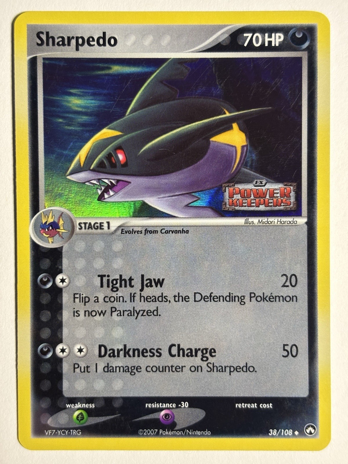 2007 Pokémon Sharpedo 38/108 - EX Power Keepers Stamped - Holo Foil