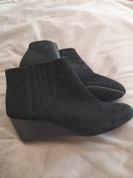 Women Clarks Boots Black Suede 38.5 #7AH5