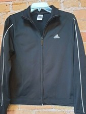 Adidas Track Jacket Youth-Full Zip Large 14 / 16 -Black with White Stripes
