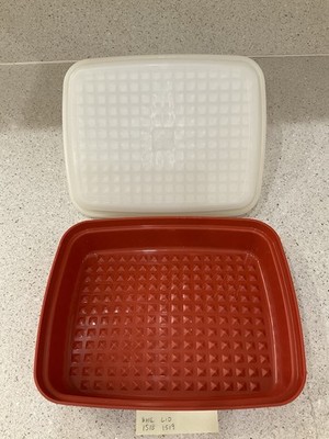 Vintage TUPPERWARE Meat Marinade Container Season-N-Serve Paprika Red 1518 & Lid