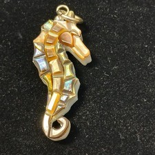 Seahorse Pendant Abalone  Mother of Pearl MOP Shell Pendant Charm 2"
