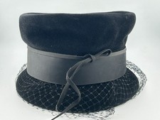 Mid-Century Black Veiled Cocktail Hat Union Made Italia 1950s 6   
