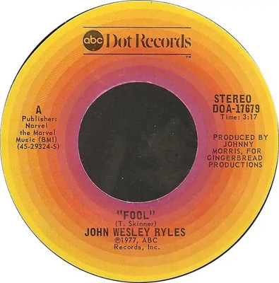 John Wesley Ryles Fool Vinyl Single 7inch Dot Records