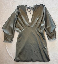 Zara Satin Green Satin Effect Dress NWT Womens Size Large Lined
