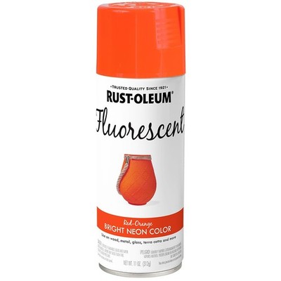 Rust Oleum Fluorescent Spray Paint 11Oz Neon Red Orange Indoor Outdoor Use