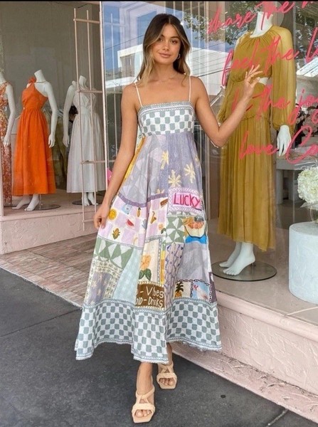 Alemais Emma Gale Sundress Size 4 AU 0 US Strappy Linen Maxi