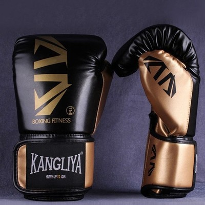 Kangliya 12oz Boxing Gloves Black Gold w/ Hand Wraps Barely Used Youth Training