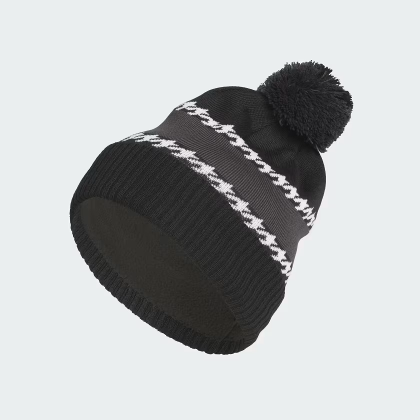 Adidas Men's Black Logo Lettering Soft Feel Bobble Hat With Pom Pom - Image 4