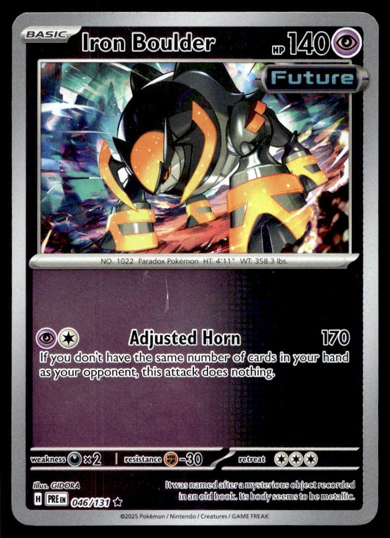 Iron Boulder 46/131 Pokemon Card Prismatic Evolutions Rare 140 HP Rev Holo NM YD