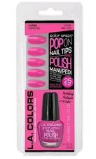  Pop On Nail Tips and Polish Mani Pedi Matching Set Neon Pink C42982