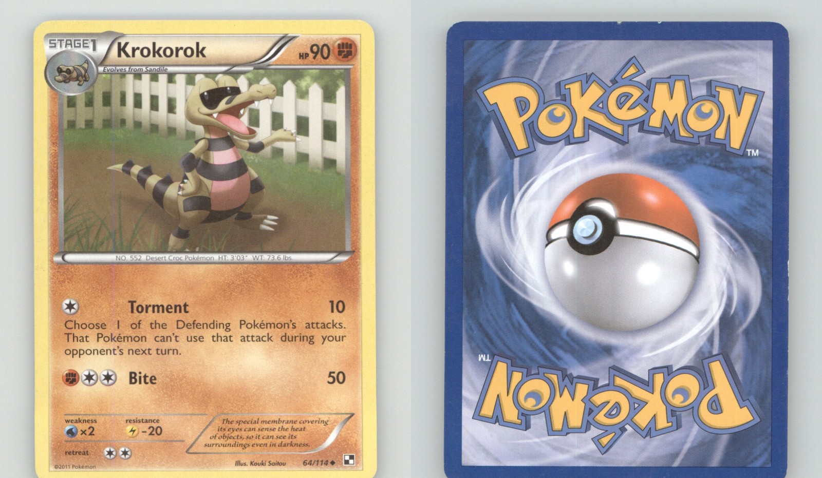 KROKOROK 64/114 UNCOMMON BLACK & WHITE POKEMON LIGHTLY PLAYED