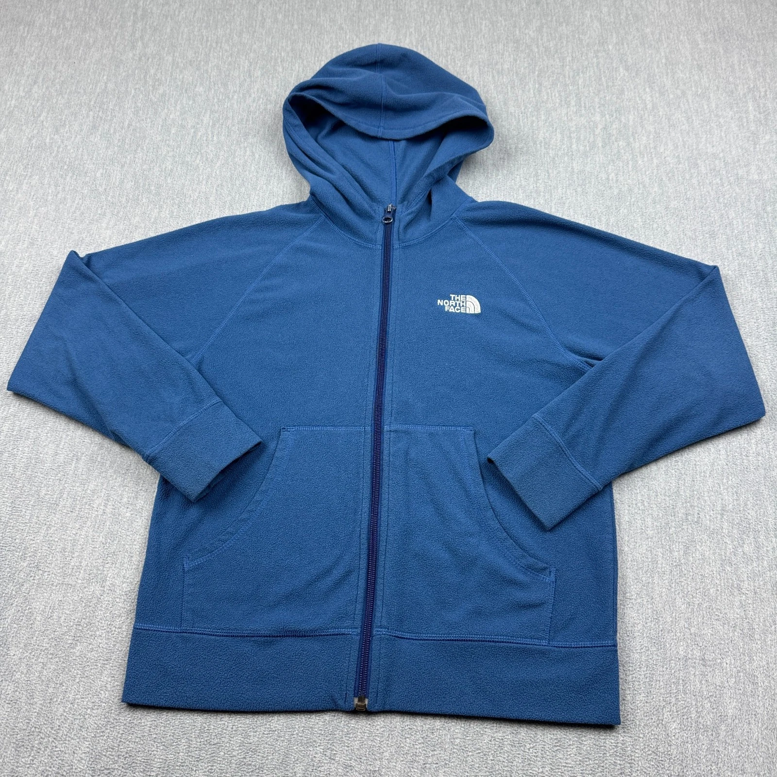 The North Face Jacket Boys Medium 10/12 Blue Fleece Hiking Full Zip Kids Outdoor