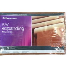 Office Depot Expanding File Folders Legal Size Brown 5.25" Expansion 5-Pack