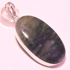 Moss Agate Gemstone Handmade Ethnic Engagement Gift Jewelry Pendant 2.1" t873