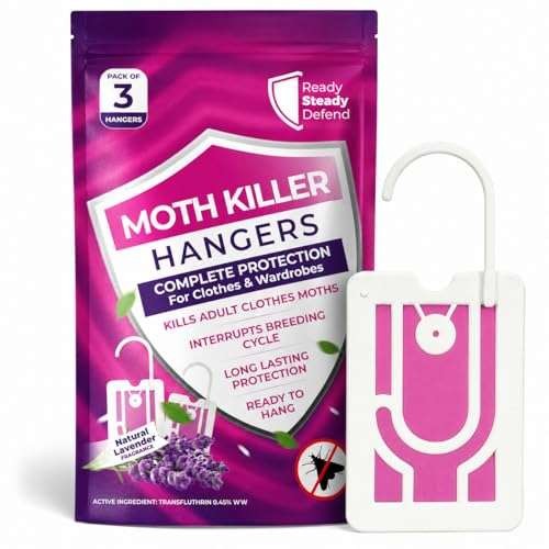 3-Pack Moth Killer Hangers for Wardrobes:  Assorted styles
