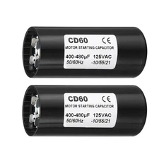 2 Pcs 400-480uF/Mfd 125V 50/60Hz CD60 Motor Running Capacitor for Air Compressor