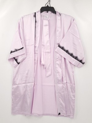 Ms Lovely Silky Robe Womens Size XS/S Color Lavender Sash Wide Sleeve Short NWOT