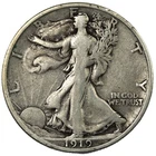 1919-D Denver Walking Liberty Silver Half Dollar 50C Fine FN F+