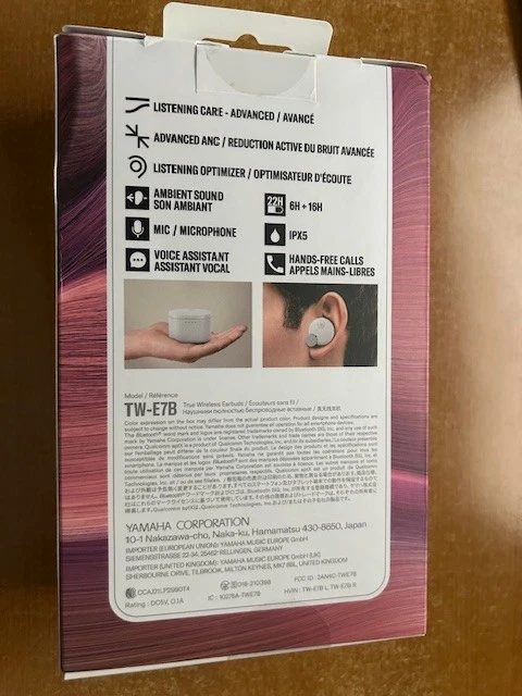 Yamaha TW-E7B True Wireless Active Noise Canceling Earbuds, White-Open Box - Image 2 of 4