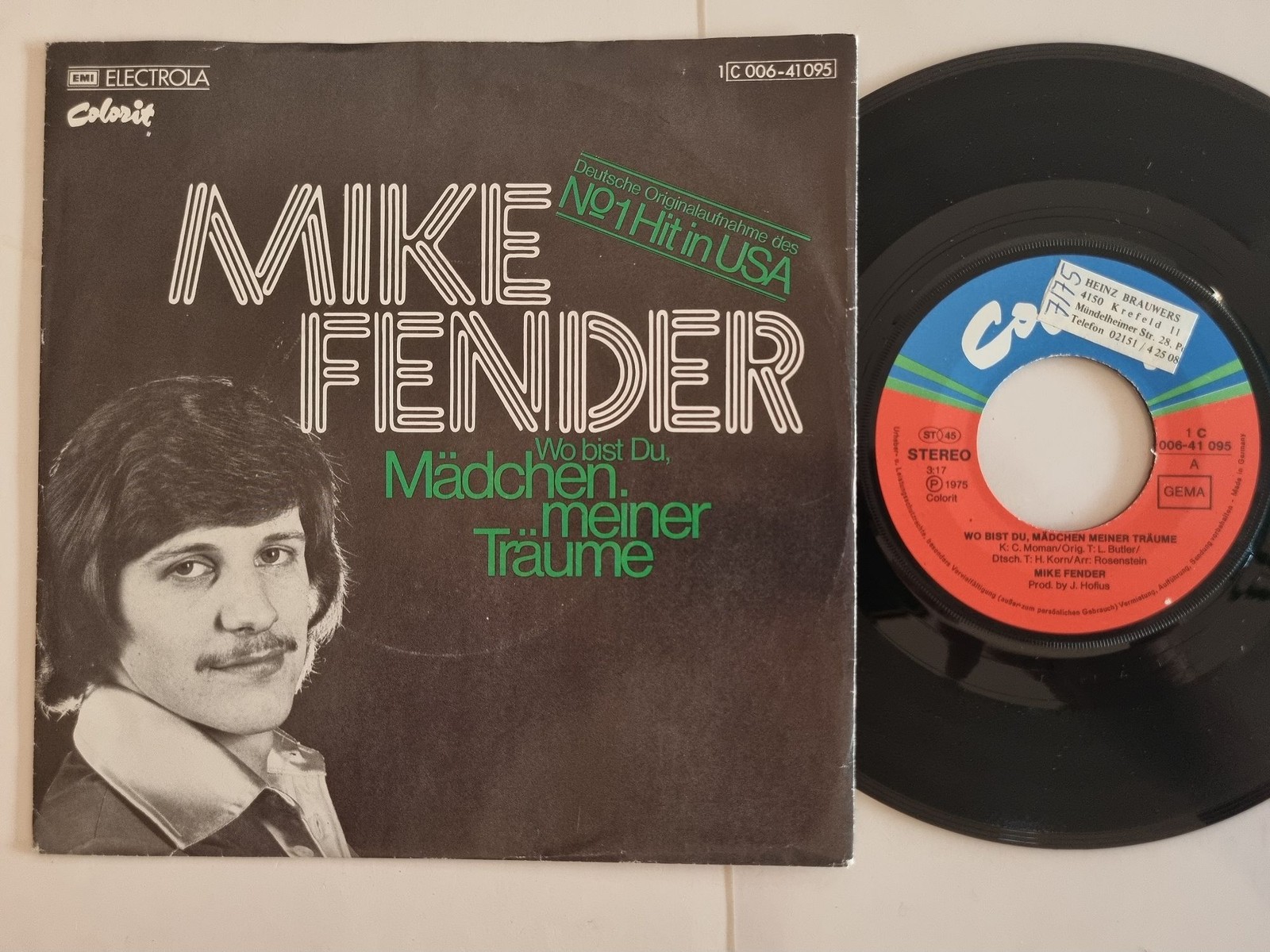 Mike Fender - Wo Bist Du, Mädchen Meiner Träume 7'' Vinyl Germany