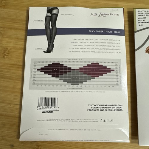 Hanes Silk Reflections Thigh Highs Sheer Toe Sz EF Barely There Little Color NOS - Picture 4 of 10