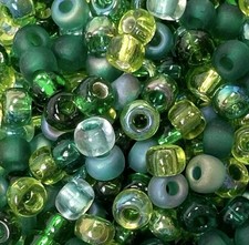 SIZE 6/0  EVERGREEN MIX  GLASS SEED BEADS  28 Grams  Approx 450 Beads