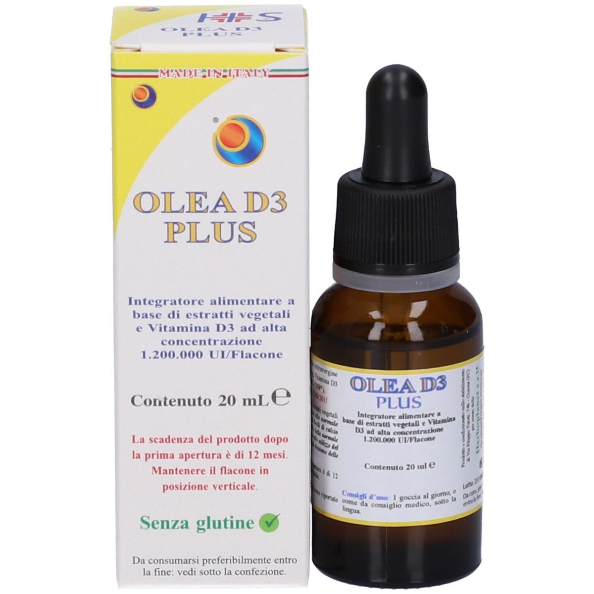 Vitamina D3 Gocce 20ml Olea D3 Plus Herboplanet - Benessere Naturale