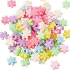 Beadthoven 100pcs Opaque Small, Snowflake 13x14.5x6mm-Mixed AB Color 100pc