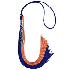 Endea Graduation Royal Blue/Orange Tassel With Silver Stacked Date Drop