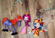 Lot of 3 Marionettes Puppets Daniel Oates Bozart Princess The Jester Unicorn