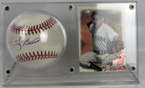 Yogi Berra Autographed Signed Baseball w/ Fleer Card New York Yankees HOF