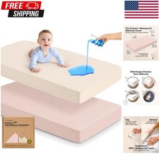 2-Pack Waterproof Crib Mattress 2-pack, Standard 52x28, Soft White/Mavy