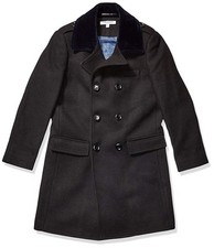 Isaac Mizrahi Boy's Velvet Collar Quilt Lined Wool Blend Peacoat - Colors