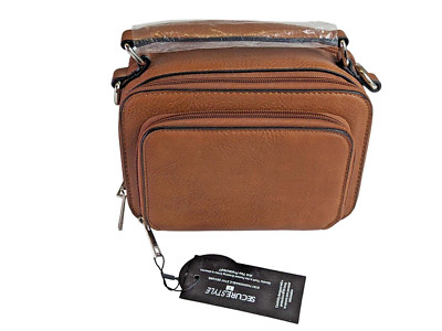 Camel Kelsey Crossbody Satchel Vegan Leather Animal Print Inside Zip Close Small
