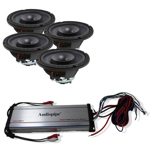 4x Altoparlante marino Galeforce 8" 450W + amplificatore audiopipe 4 canali 1000W - Foto 1 di 4